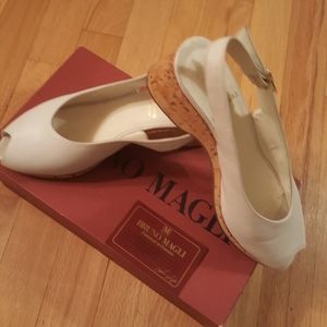 Bruno Magli white open toe sling back sandal